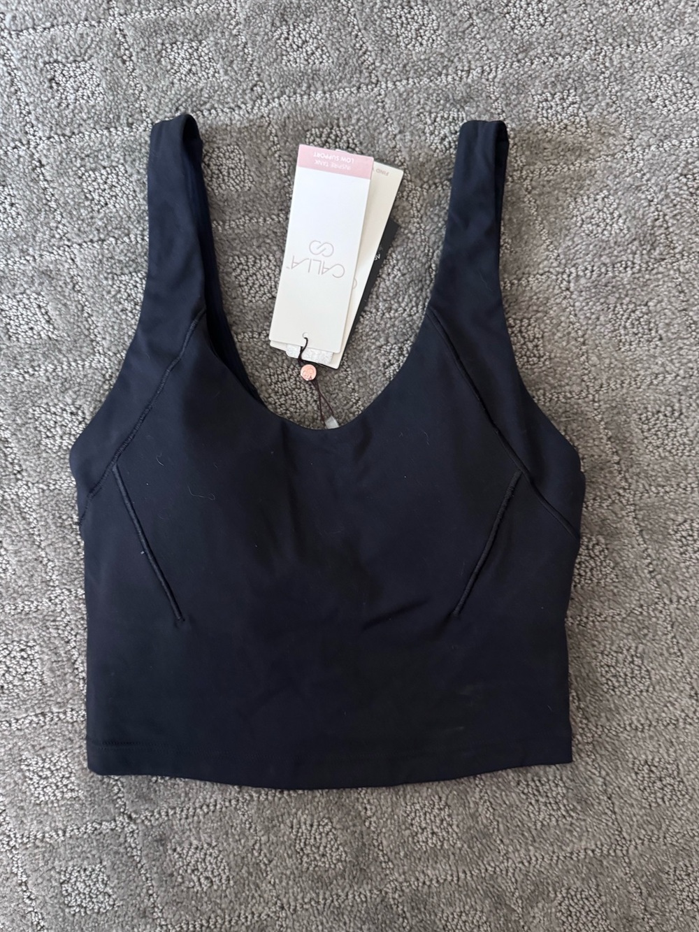 NWT Women's Black Calia scoop neck workout support Tank built in bra top Size XS